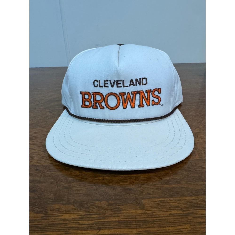 Vintage Cleveland Browns Hat Cap Snap Back Mens One Size White NFL Football AJD